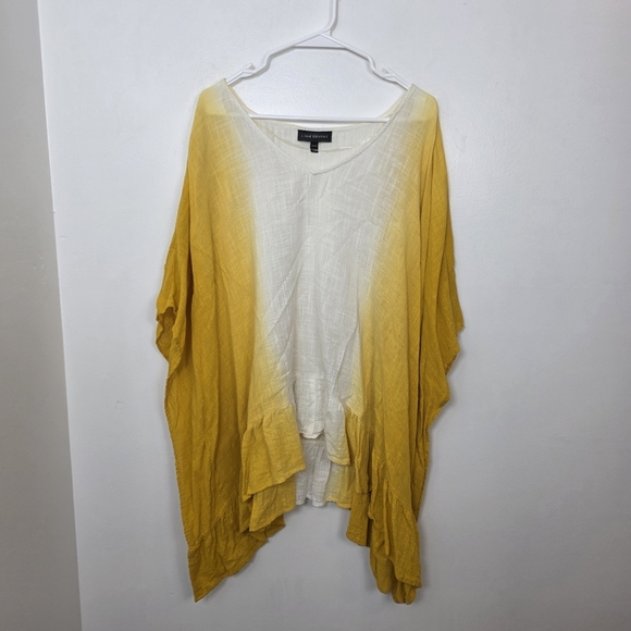 Lane Bryant Yellow White Ombre Oversized Flowy Boho Beachy Shirt Size 22/24 - Picture 1 of 6